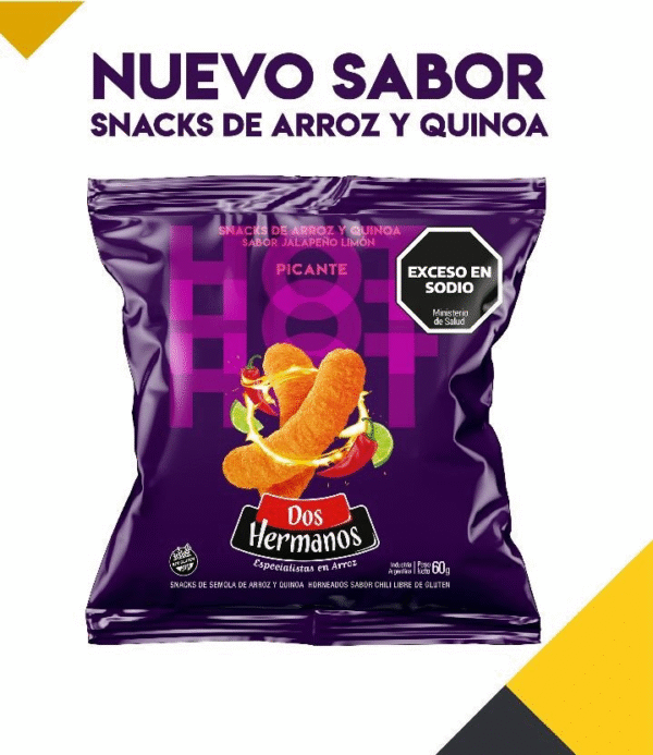 DOS HERMANOS DE ARROZ Y QUINOA - SABOR JALAPEÑO Y LIMON 14X60GRS
