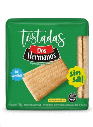 DOS HERMANOS TOSTADAS DE ARROZ  SIN SAL (NUEVA) 18X140