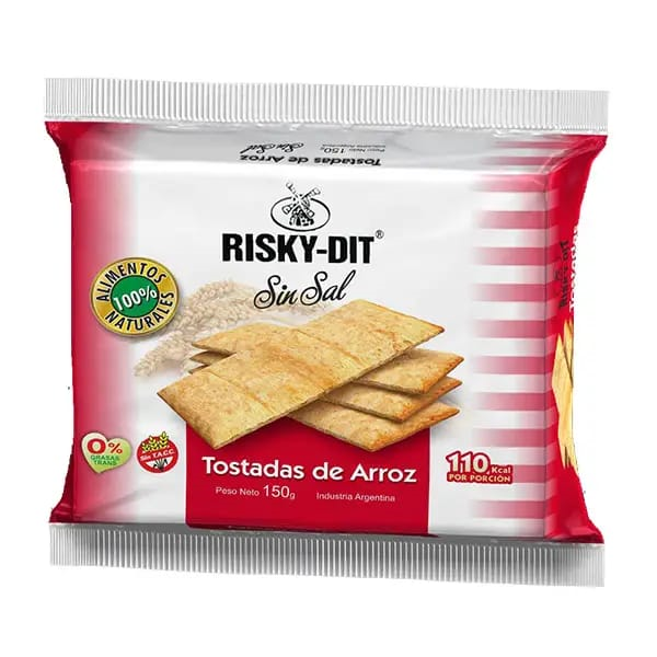 RISKY-DIT TOSTADA DE ARROZ S/SAL 24X150 ( ROJO)