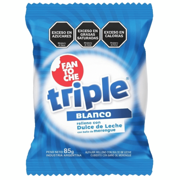 FANTOCHE ALFAJOR TRIPLE BLANCO  DE D. DE LECHE 12X85 GRS