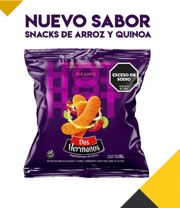 DOS HERMANOS DE ARROZ Y QUINOA - SABOR JALAPEÑO Y LIMON 14X60GRS